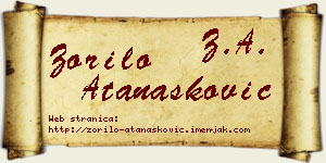 Zorilo Atanasković vizit kartica